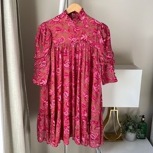 Floral Puff Sleeve Smock Dress